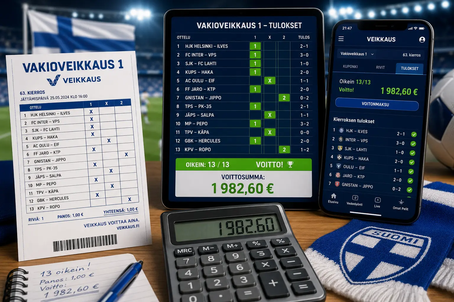 vakioveikkaus 1 tulokset voitonjako